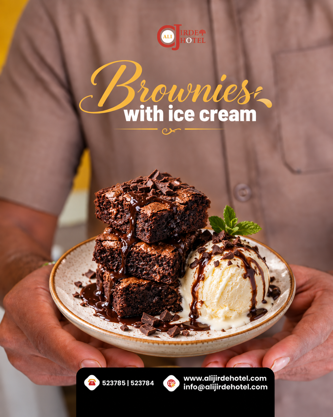 Brownies with ice cream