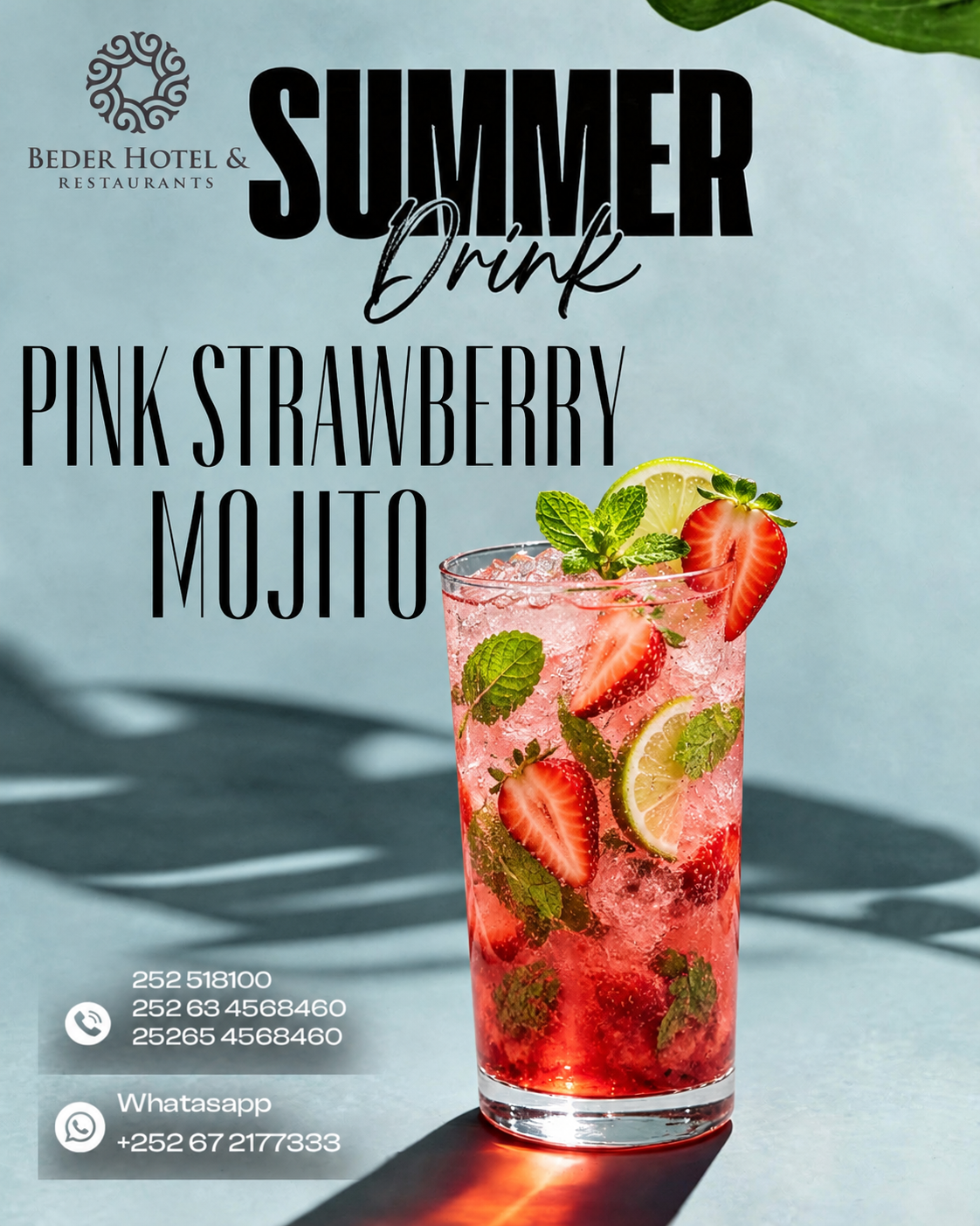 Pink strawberry mojito