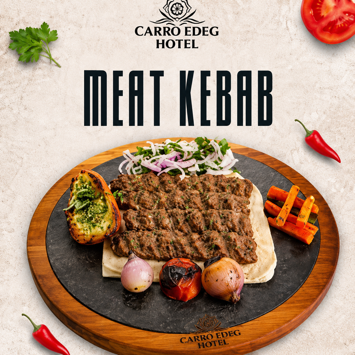 Meat kebab plate (single)